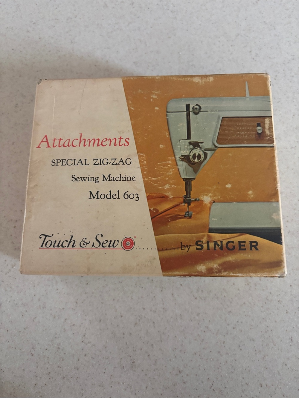 Vintage Singer Touch & Sew Model 603 Attachments -Box and random items